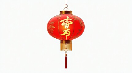 An exquisite Chinese New Year lampion, elegantly displayed on a clean white backdrop, highlighting its charming intricate patterns and delightful traditional design.