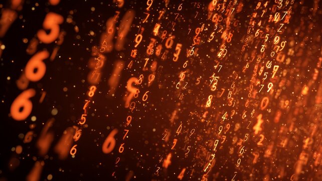 Glowing numeric matrix in amber tones. AI image