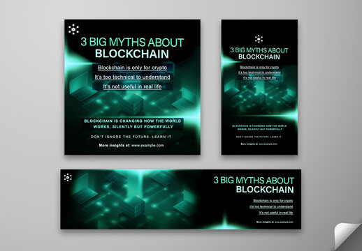 Blockchain Myth-Busting Social Media Post, Flyer and Banner Editable Design for Tech Awareness Campaigns.