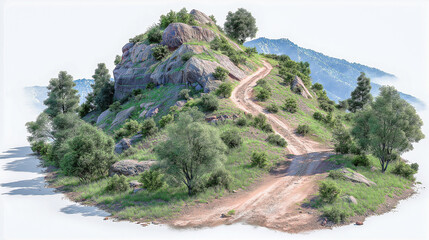 Serene Mountain Pathway Through Lush Greenery