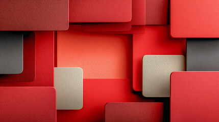Abstract geometric composition with red and gray squares