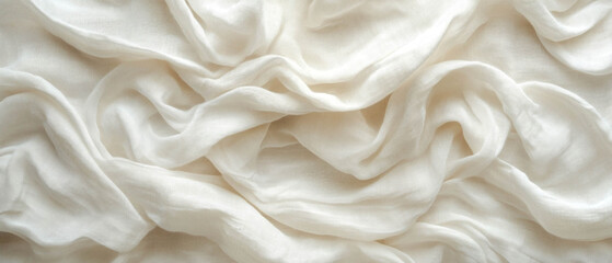 Obraz premium White fabric with soft pleats creates an elegant background and texture for design projects. Interior decoration, fabric design.