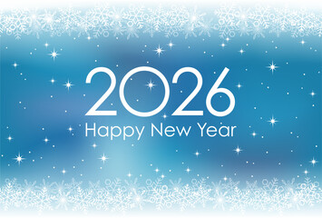 2026 New Year’s Greeting Card With Snowflakes On A Blue Abstract Background. Vector Illustration.