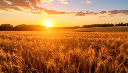 Obraz premium Golden wheat field at sunset (8)