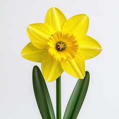 Obraz premium Vibrant Yellow Daffodil Close up on White Background