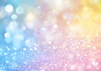 Fototapeta premium A shimmering pastel rainbow backdrop with soft hues and blurred edges, filled with a calming glow and gentle light. 