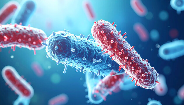 Futuristic depiction of viral mutation and replication within biological cell, science and virology.