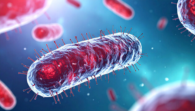 Futuristic depiction of viral mutation and replication within biological cell, science and virology.