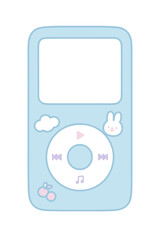 Pastel Blue MP3 Player with Bunny, Cloud, and Cherry Accents