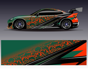 Car wrap design vector. Graphic abstract stripe racing background designs for vehicle, rally, race, adventure and car racing livery