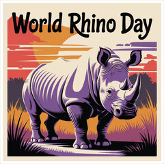 Fototapeta premium Raises awareness to protect rhinos and preserve their habitats from extinction threats