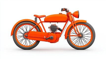 Obraz premium Vintage Orange Motorcycle on White Background