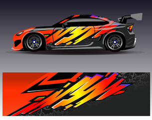 Car wrap design vector. Graphic abstract stripe racing background designs for vehicle, rally, race, adventure and car racing livery