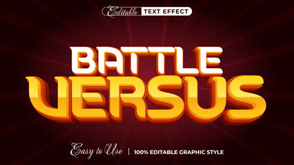 Battle Versus editable text effect in a bold 3D style for video game or comic titles. Vector graphic style template.