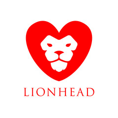 lion head logo with heart shaped hair