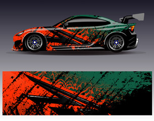 Car wrap design vector. Graphic abstract stripe racing background designs for vehicle, rally, race, adventure and car racing livery