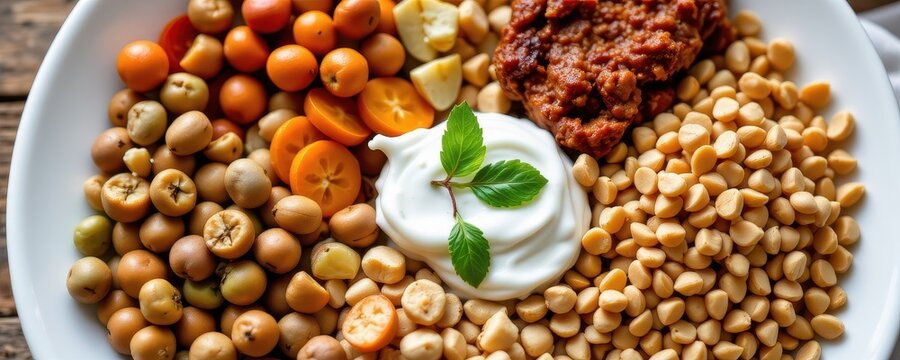 a plate of legumes and grains high in phytates showing their effect on binding magnesium and lowering absorption efficiency