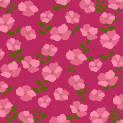 seamless floral pattern with leaf on pink background