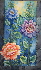 Dizital watercolor painting by AI for Dizital printing 