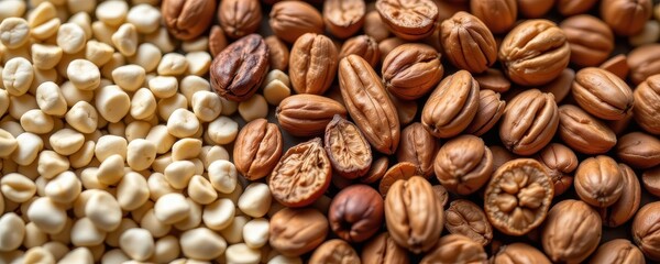 a close up of grains and nuts rich in phytates binding magnesium in the digestive system reducing uptake detailed image