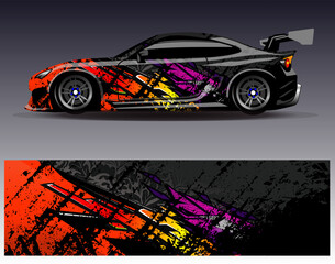 Car wrap design vector. Graphic abstract stripe racing background designs for vehicle, rally, race, adventure and car racing livery