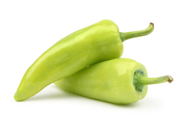 Green chili pepper isolated on white.