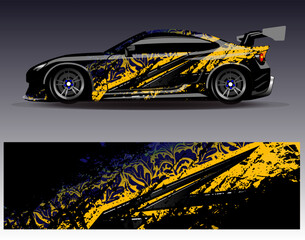 Car wrap design vector. Graphic abstract stripe racing background designs for vehicle, rally, race, adventure and car racing livery