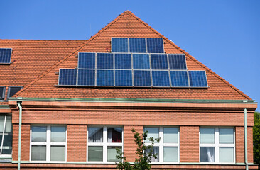 Solar panels on the roof of a building