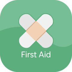 First Aid Application Icon with Cross Bandage and Rounded Green Background Design Emergency Health Care and Medical Assistance