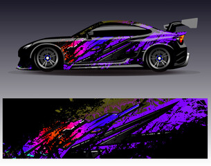Car wrap design vector. Graphic abstract stripe racing background designs for vehicle, rally, race, adventure and car racing livery
