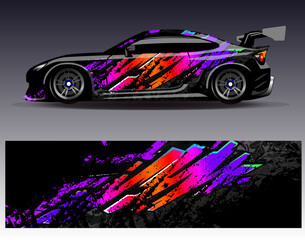 Car wrap design vector. Graphic abstract stripe racing background designs for vehicle, rally, race, adventure and car racing livery