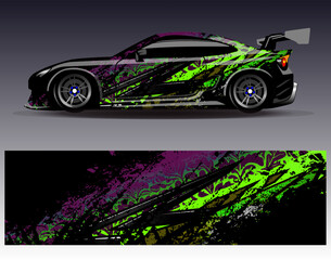 Car wrap design vector. Graphic abstract stripe racing background designs for vehicle, rally, race, adventure and car racing livery