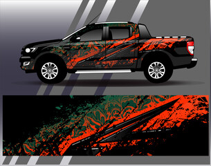 Car wrap design vector. Graphic abstract stripe racing background designs for vehicle, rally, race, adventure and car racing livery