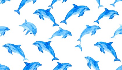 Sea creatures, vibrant pattern of dolphins