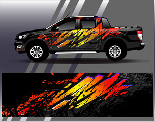 Car wrap design vector. Graphic abstract stripe racing background designs for vehicle, rally, race, adventure and car racing livery