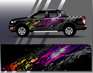 Car wrap design vector. Graphic abstract stripe racing background designs for vehicle, rally, race, adventure and car racing livery