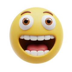 Fototapeta premium A happy emoji face with wide eyes an open mouth isolated on transparent background