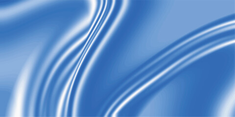 blue background with liquid ripples effect. Realistic vector illustration of blue satin cloth texture with waves and folds.