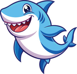 Happy Cartoon Shark Smiling Illustration