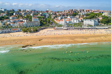 Aerial view of Playa del Sardinero beach in Santander, Cantabria, northern Spain