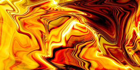 Vibrant fluid swirls of yellow, red, and black flow across the canvas, creating a dynamic and mesmerizing abstract pattern full of energy and contrast.