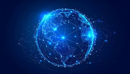 Abstract globe, network of light, connecting continents
