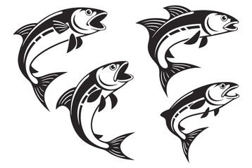 set of black and white shark