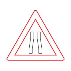 Triangle of Traffic Sign Road Narrow from Both Side