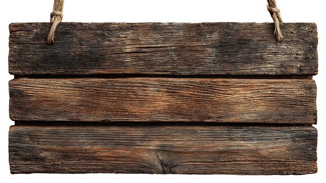 Wooden sign made of old planks isolated on white background rustic texture natural weathered wood clean and detailed presentation