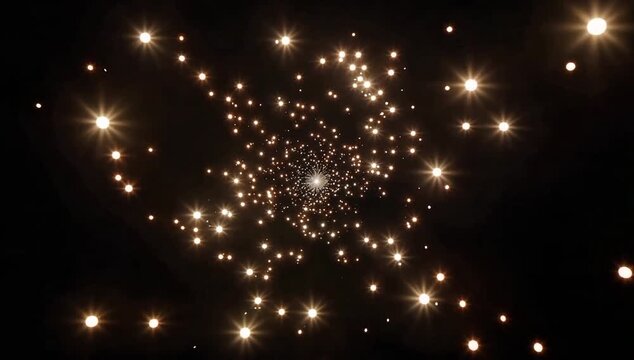 Dynamic glowing star tunnel with bright lights, futuristic journey begins