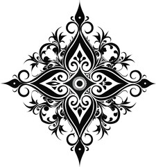 Ornate Diamond-Shaped Vintage Floral Ornament Design