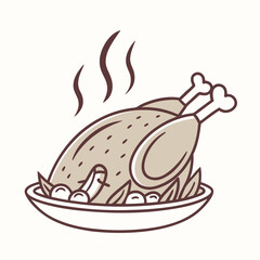 Cooked chicken icon, Adobe Illustrator Artwork