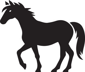 Obraz premium Flat black vector of a standing horse in a side profile