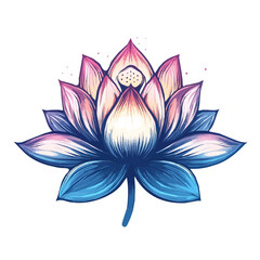 Simple hand-drawn colorful Lotus. Trendy abstract minimal style. Natural fresh. Vector illustration isolated on white background, vector illustration,  EPS format